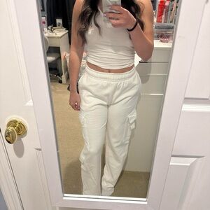 Garage White Cargo Joggers - Soft Elastic Waist